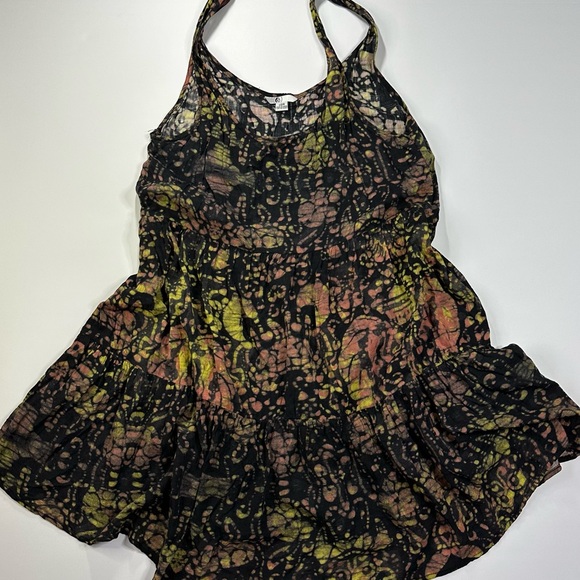 Volcom Brown and Gold Ruffled Tiered Sundress - Picture 1 of 4